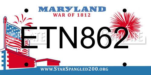 ETN862 Maryland License Plate