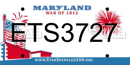 ETS3727 Maryland License Plate