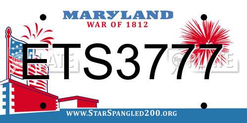ETS3777 Maryland License Plate