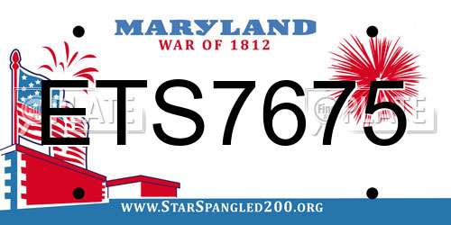 ETS7675 Maryland License Plate