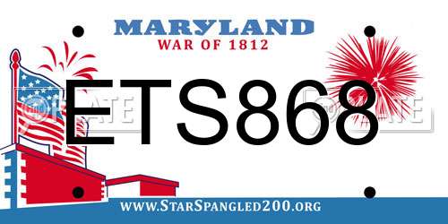 ETS868 Maryland License Plate