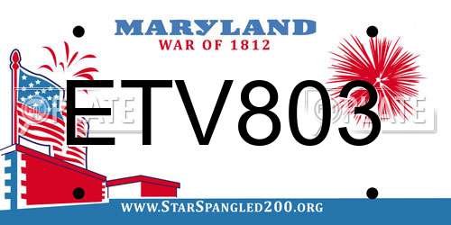 ETV803 Maryland License Plate