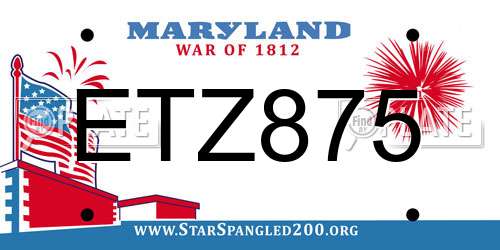 ETZ875 Maryland License Plate