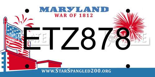 ETZ878 Maryland License Plate