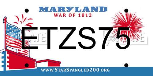 ETZS75 Maryland License Plate