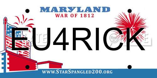 EU4RICK Maryland License Plate
