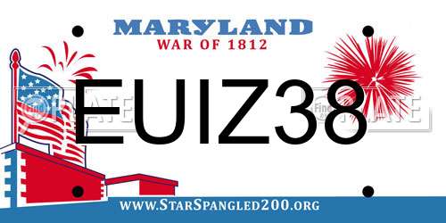 EUIZ38 Maryland License Plate