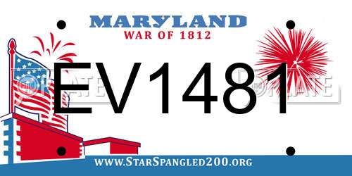 EV1481 Maryland License Plate
