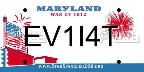 EV1I4T Maryland License Plate