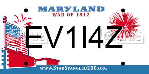 EV1I4Z Maryland License Plate