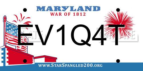 EV1Q4T Maryland License Plate