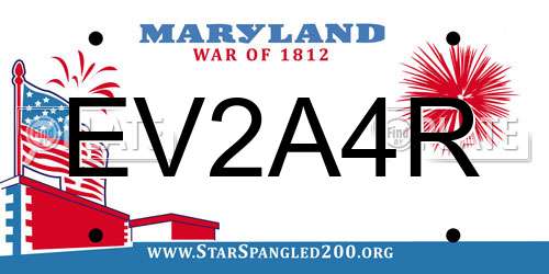 EV2A4R Maryland License Plate