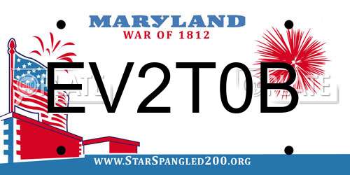 EV2T0B Maryland License Plate