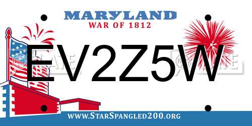 EV2Z5W Maryland License Plate