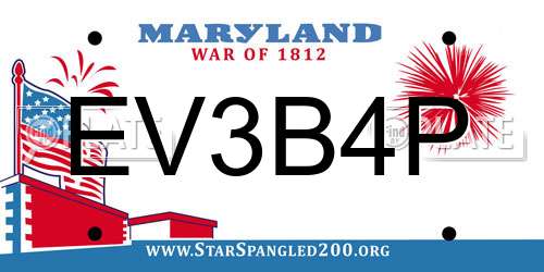 EV3B4P Maryland License Plate