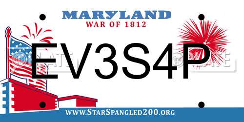 EV3S4P Maryland License Plate