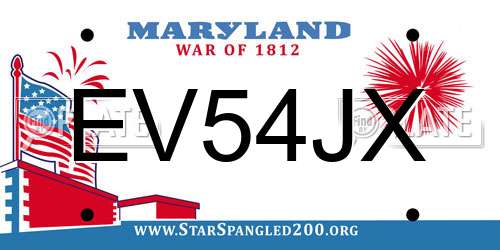 EV54JX Maryland License Plate