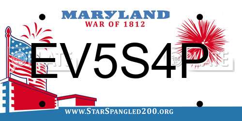 EV5S4P Maryland License Plate