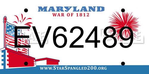 EV62489 Maryland License Plate
