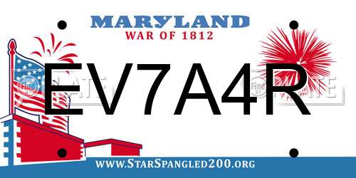 EV7A4R Maryland License Plate