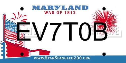EV7T0B Maryland License Plate