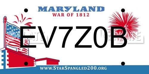 EV7Z0B Maryland License Plate