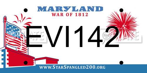 EVI142 Maryland License Plate