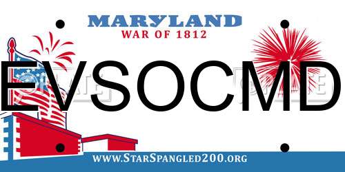 EVSOCMD Maryland License Plate