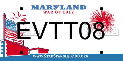 EVTT08 Maryland License Plate