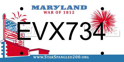EVX734 Maryland License Plate