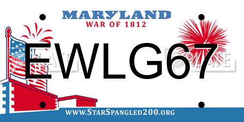 EWLG67 Maryland License Plate