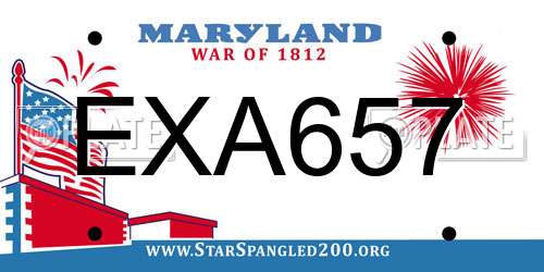 EXA657 Maryland License Plate