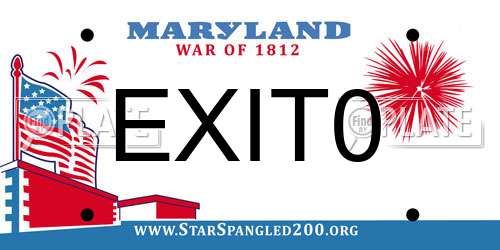 EXIT0 Maryland License Plate