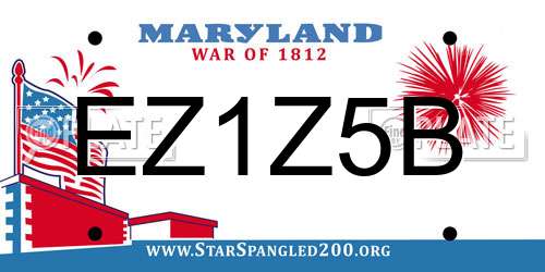 EZ1Z5B Maryland License Plate