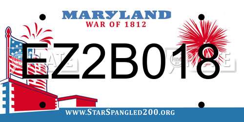 EZ2B018 Maryland License Plate