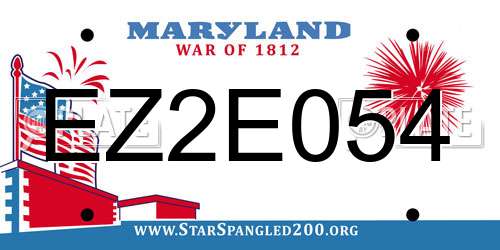 EZ2E054 Maryland License Plate