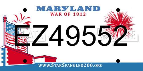 EZ49552 Maryland License Plate