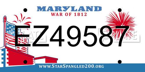 EZ49587 Maryland License Plate