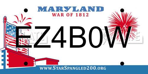 EZ4B0W Maryland License Plate