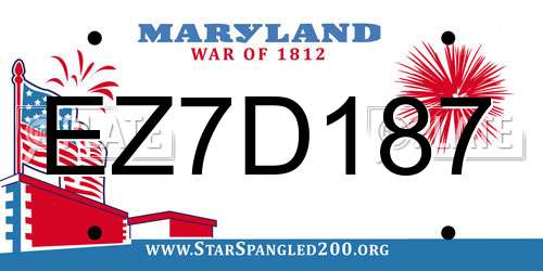 EZ7D187 Maryland License Plate