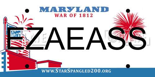 EZAEASS Maryland License Plate