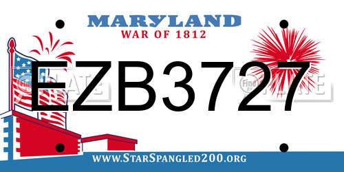 EZB3727 Maryland License Plate