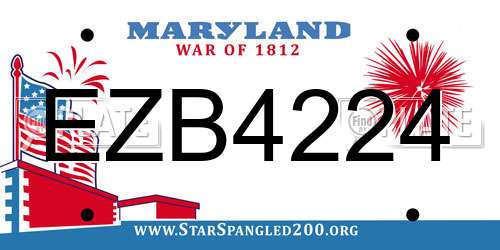 EZB4224 Maryland License Plate