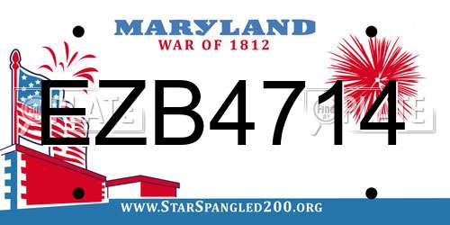 EZB4714 Maryland License Plate