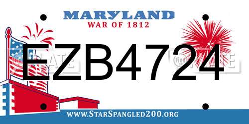 EZB4724 Maryland License Plate
