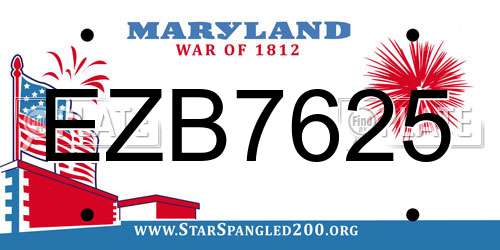 EZB7625 Maryland License Plate