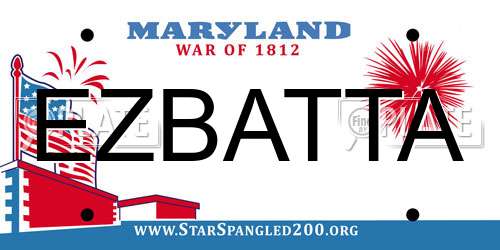 EZBATTA Maryland License Plate