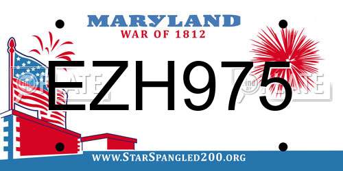 EZH975 Maryland License Plate