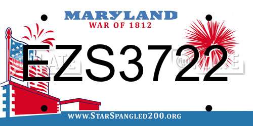 EZS3722 Maryland License Plate