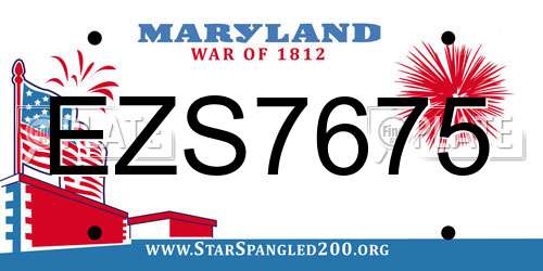 EZS7675 Maryland License Plate